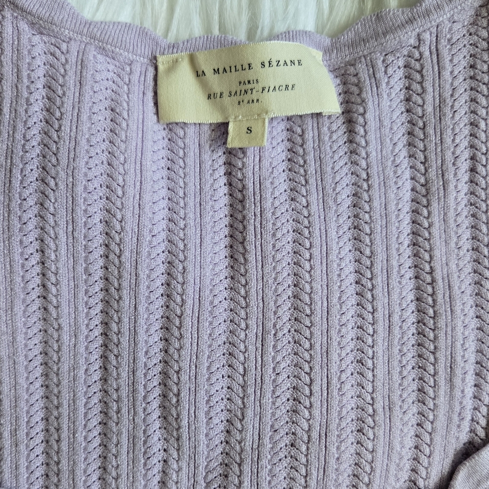 Lilac Scalloped Knit Tee - Picture 2 of 2